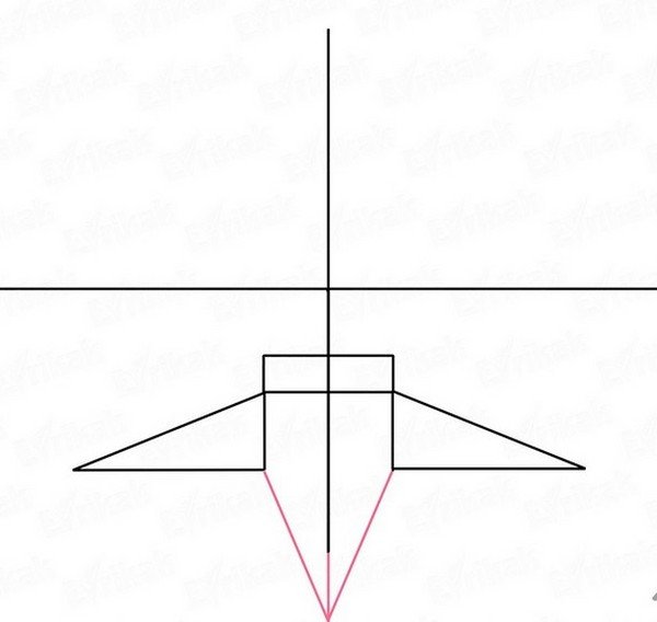 Двома рівними лініями з'єднуємо наші трикутники, формуючи гострий кут